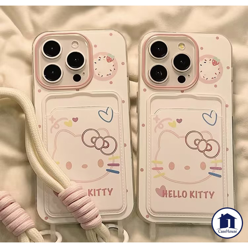 เคสใส่บัตรลายคิตตี้สุดน่ารัก เข้ากันได้กับ IPhone 15 13 12 11 16 14 Pro Max XR 7 Plus 11 Pro 13 15 12 14 Pro XS Max X SE