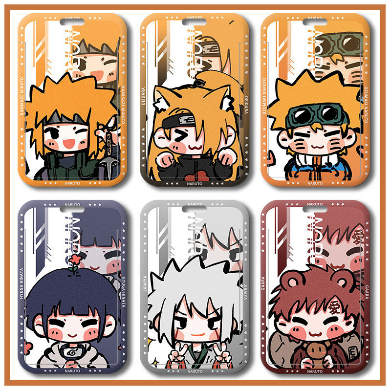 นารูโตะรุ่นน่ารัก Namikaze Minato Hyuga Hinata Custom Card Holder Students School Badge Bus Card MRT Card Personal ID Card ฝาครอบป้องกันพร้อม Ha