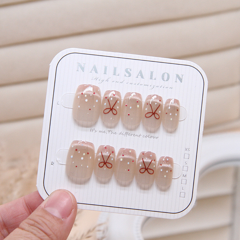 10pcs Cat Eye Handmade กดบนเล็บเล็บปลอมพร้อมสติกเกอร์กาว M213