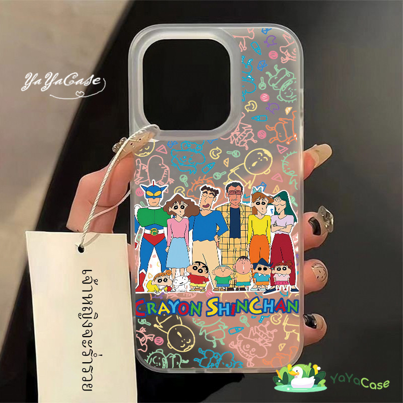 สำหรับ iPhone11 13 Case For เคสไอโฟน14 15 12 pro max 7 8 14 15 Plus X XR XS Max Shinnosuke Family โปร่งใสรุ่นFrostedเคส