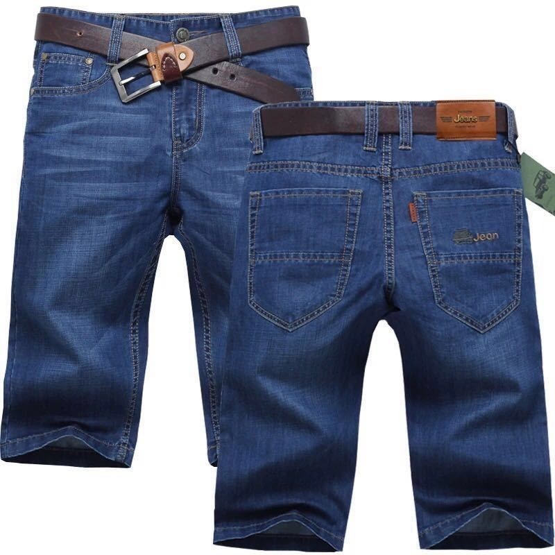 Men's Jeans Shorts Five-Point Washable Seven-Point Perforated Jeans Casual Loose Slim Korean Large Size Summer Short Jeans