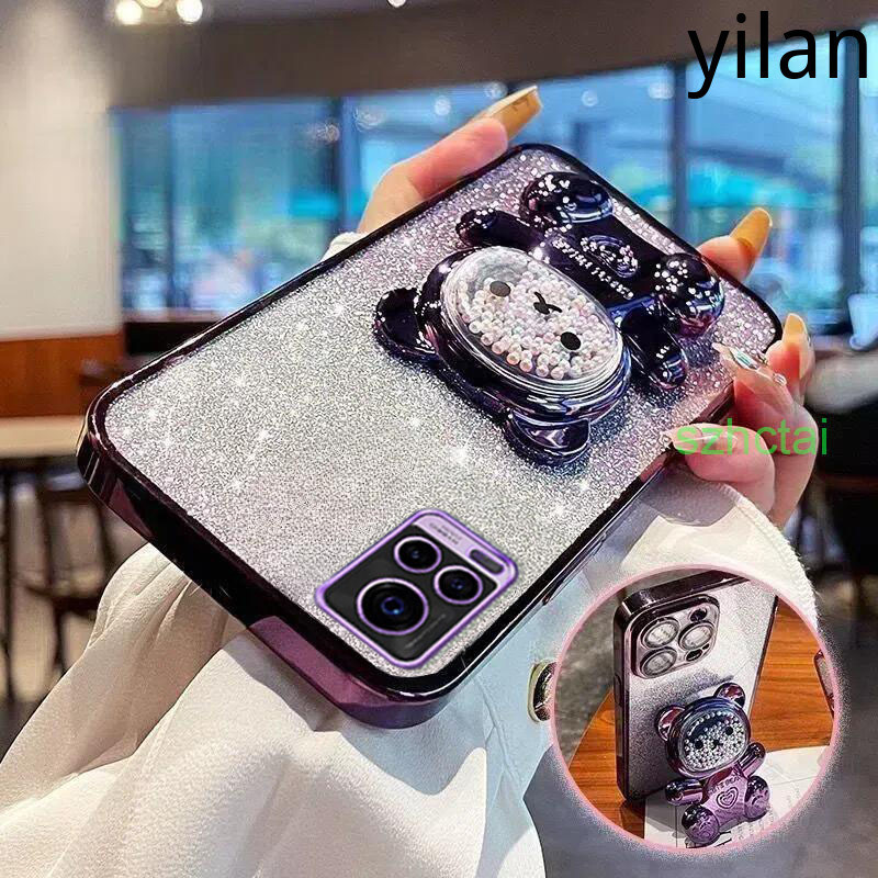 เคส vivo v20 PRO v20se v23e v23 v21 v21e 5G วงเล็บหมุน 360 °เคสโทรศัพท์บรรเทาความเครียดหมีลูกปัดสีสันสดใสขาตั้งพับได้เคส TPU แบบนุ่ม เคสโทรศัพท์ vivo v20 PRO v20se v23e v23 v21 v21e 5G