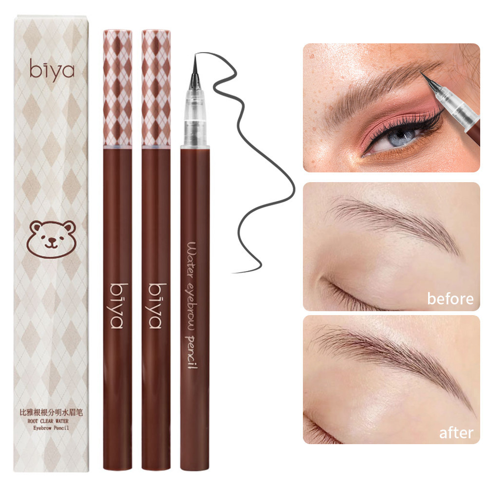 [Biya] 3 สี Ultra Fine Silkworm Eyeliner - Multifunctional Eye Liquid Cosmetic - ดินสอเขียนคิ้วชนิดน้ํากันน้ํา Sweatproof - Beginner Beauty