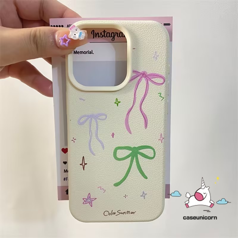 การ์ตูน Retro สีสันโบว์สําหรับ IPhone 15 12 13 11 14 16 Pro Max XR X 15 14 16 Plus XS Max สร้างสรรค์น่ารัก Graffiti ภาพวาดหรูหราหนังผิวรู้สึกนุ่มกรณี