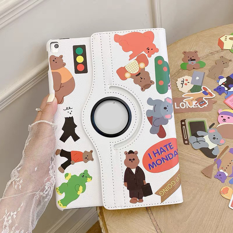 360.หมุนได้ 360 องศา สําหรับ เคส Samsung Tab A9 Plus /Tab A7 lite/Tab S6 lite/Tab S9 FE S9FE  เคสหนัง ลายการ์ตูน น่ารัก