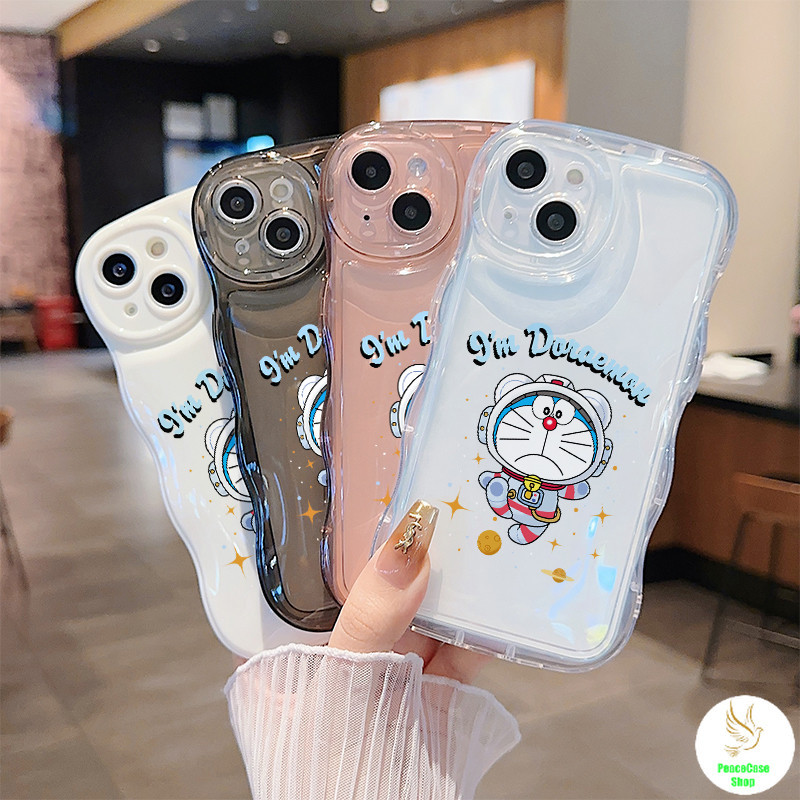 COD-ในไทย เคส โดราเอมอนน่ารัก นักบินอวกาศแต่งตัว สําหรับiPhone 7 8 X 11 12 13 14 15 TPU คู่รักเปลือกเบาะลมคลื่น