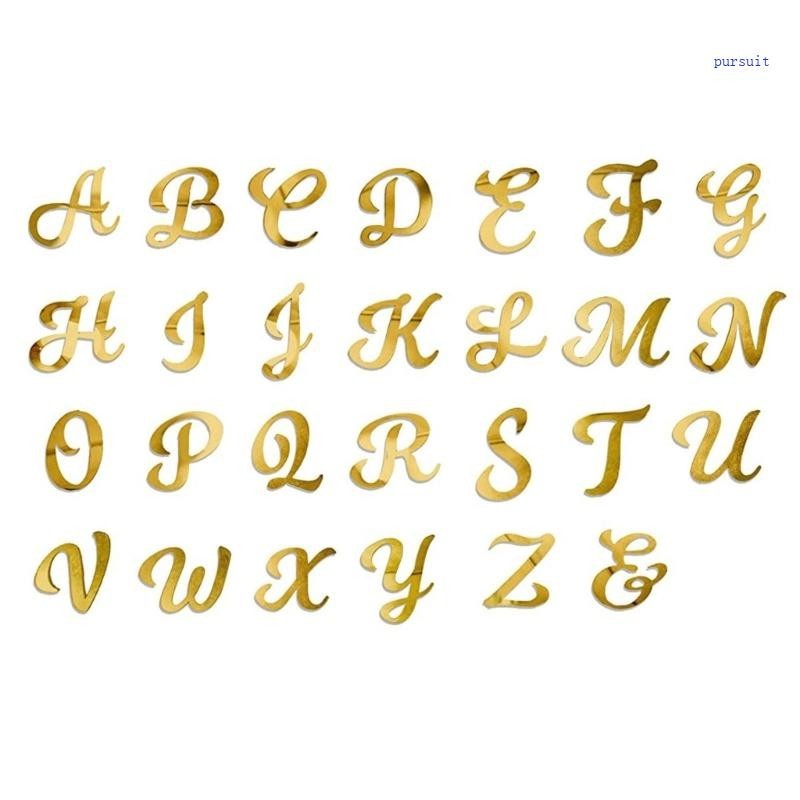 SUIT* Gold อะคริลิคตัวอักษรเค้ก Toppers 26 ชิ้นตัวอักษรเค้กตกแต่งชุดสําหรับที่กําหนดเอง Party เค้กตกแต่ง