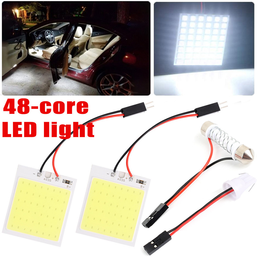 ไฟอ่านหนังสือ COB LED - T10 ซ็อกเก็ตหลอดไฟ - โคมไฟแผงรถยนต์ LED - รถยนต์ Carriage Dome Light - อุปกรณ์ทดแทนภายในรถยนต์
