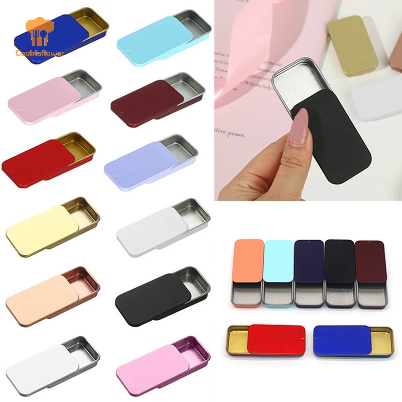 Ckfr กล่องดีบุกสไลด์ฝาผลักดึงกล่องลิ้นชักกล่องบาล์มกล่องพกพา Mini Jar Candy กล่องเหล็กขนาดเล็กกล่องของขวัญใหม่