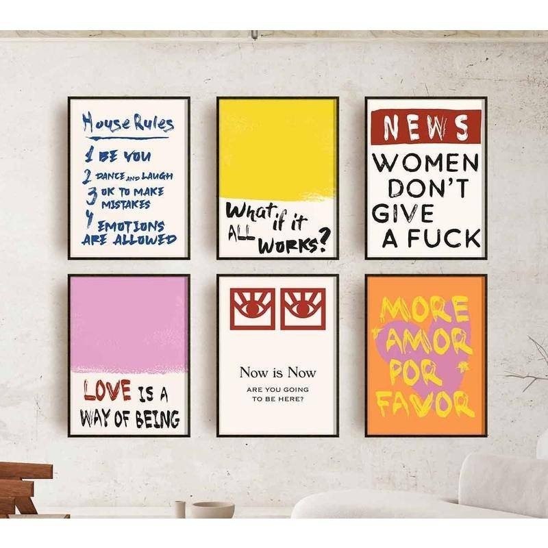 อินเทรนด์ Retro พิมพ์ Funky Quote โปสเตอร์ Maximalist พิมพ์ Eccoic Decor พิมพ์ Wall Art แรงบันดาลใจ