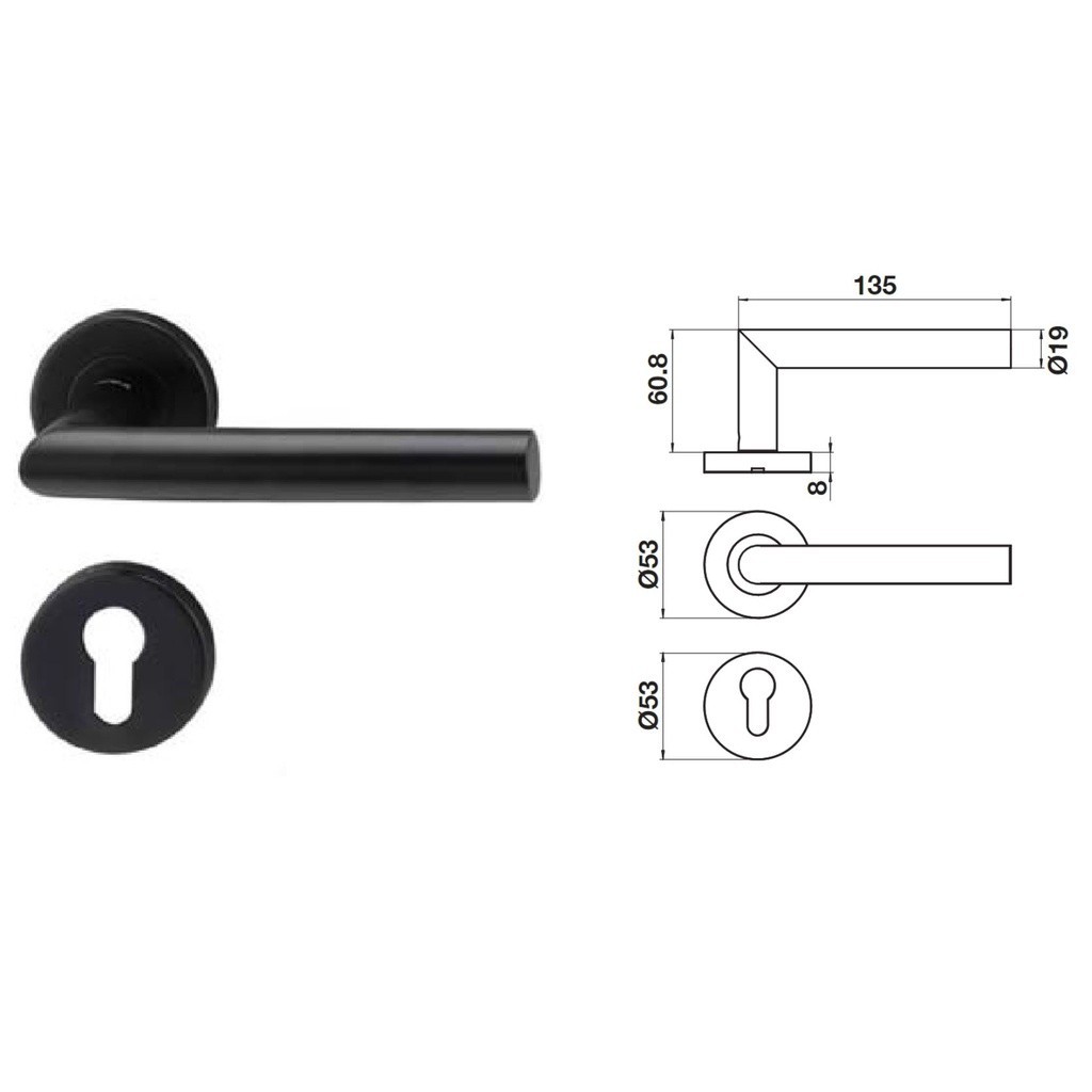 กุญแจ HAFELE ชุดมือจับก้านโยก สเตนเลส สีดำ 499.10.134 499.10.135 499.62.270 ตลับมอทิส (มีให้เลือก ห้