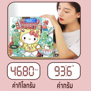 เครื่องชั่งลายการ์ตูน เครื่องชั่งน้ำหนักดิจิตอล แสดงค่าอุณหภูมิห้อง ชั่งได้0.01-180kg จอLED ความแม่นยำสูง แถมสายชาร์จUSB
