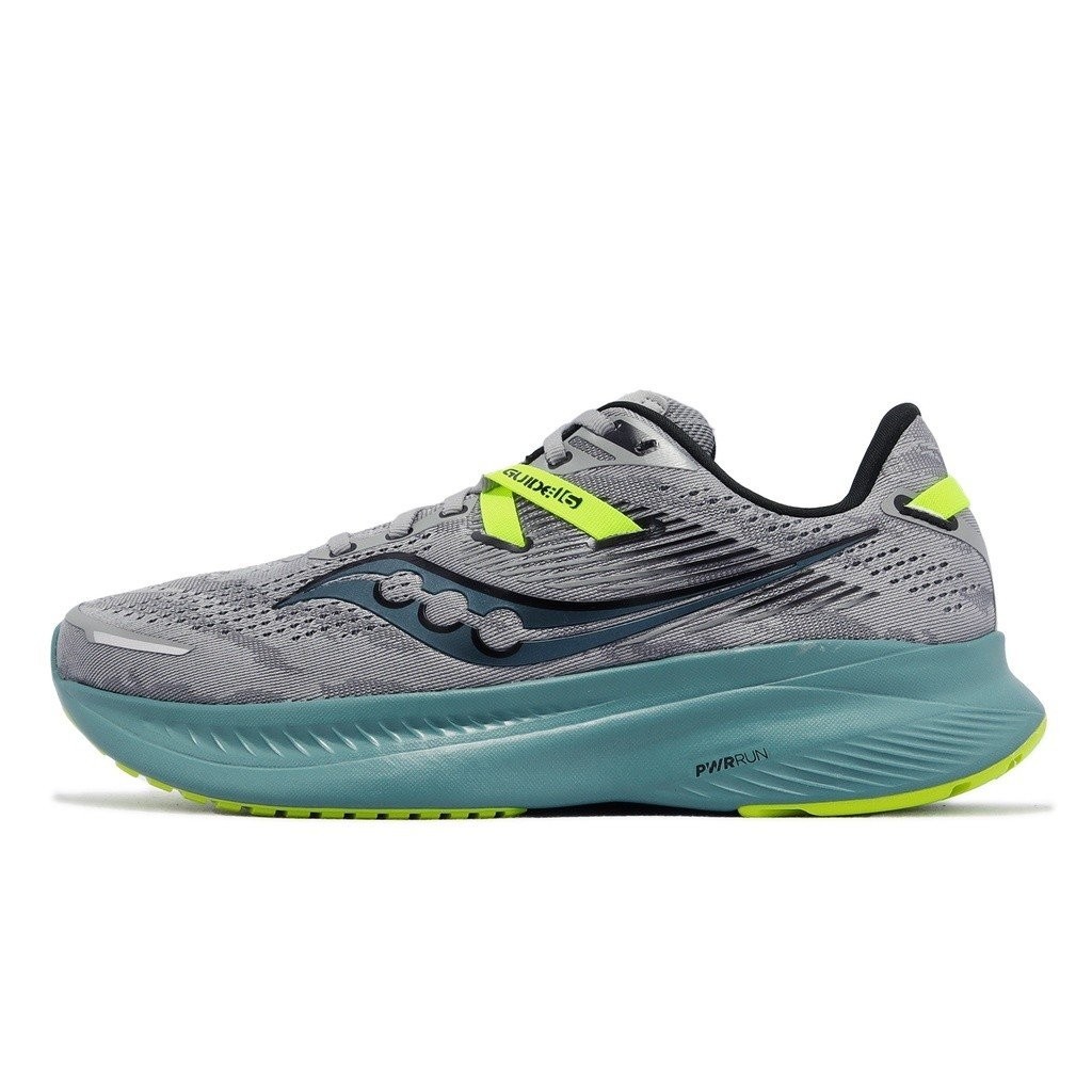 Saucony jogging Shoes GUIDE 16 Wide Last Fossil Grey Alfalfa Green Road Running socony Men's [ACS] S