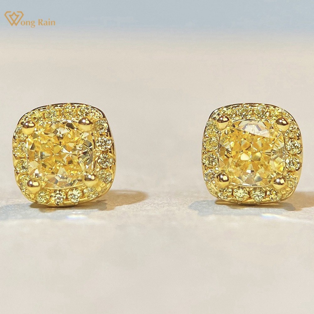 925 เงินสเตอร์ลิงน้ําแข็งบดตัด Citrine อัญมณี Fine Ear Stud ต่างหูสําหรับผู้หญิงเครื่องประดับจัดส่งฟรี