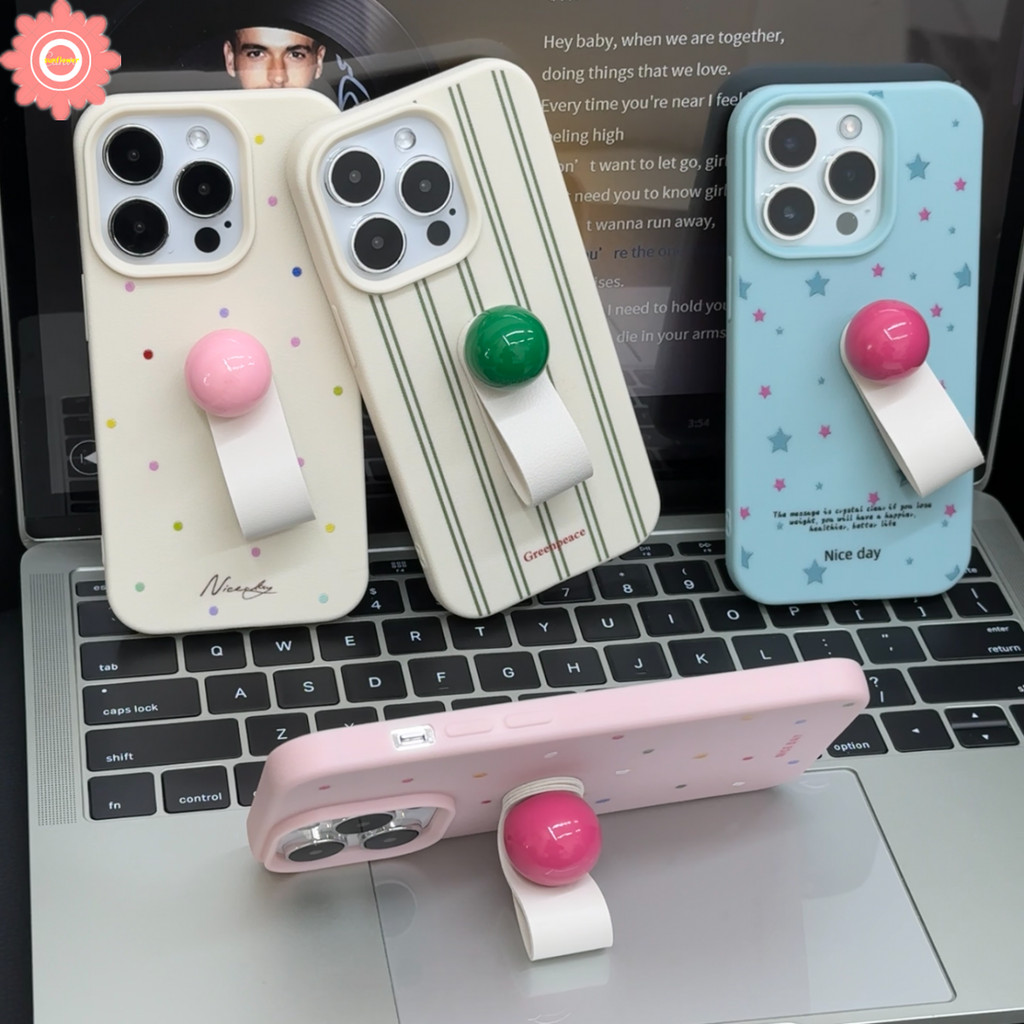 น่ารัก 3Dตุ๊กตาBallผู้ถือการ์ตูนสีทึบGradientสําหรับIPhone 15 11 13 12 14 Pro Max 7Plus 8 7 Plus X XR XS Max SE2020 หรูหราชุบโลหะเลนส์นุ่มกรณี
