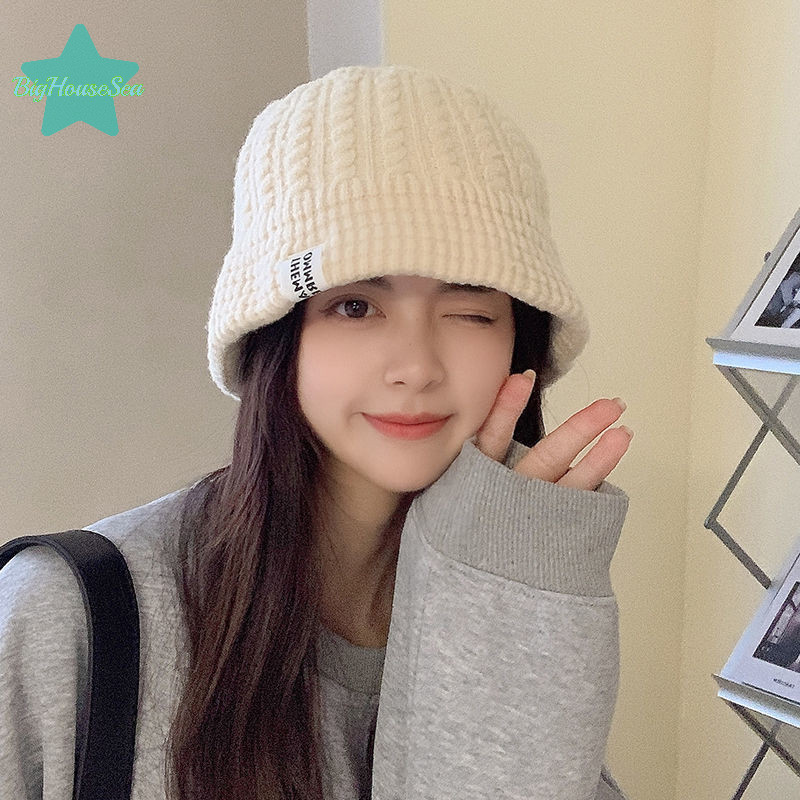 [BigHouseSea] ผู้หญิงฤดูหนาวหมวกขนสัตว์อบอุ่นถักหมวกชาวประมงสบายๆพับปานามาหมวก Lady Outdoor Sun Cap ใหม่