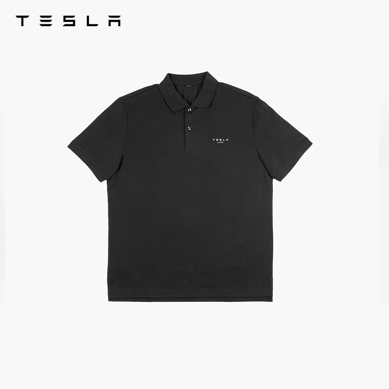 Tesla/tesla teslalife เสื้อโปโลเรียบง่ายแขนสั้นสามมิติ Fit Texture สบายแฟชั่น