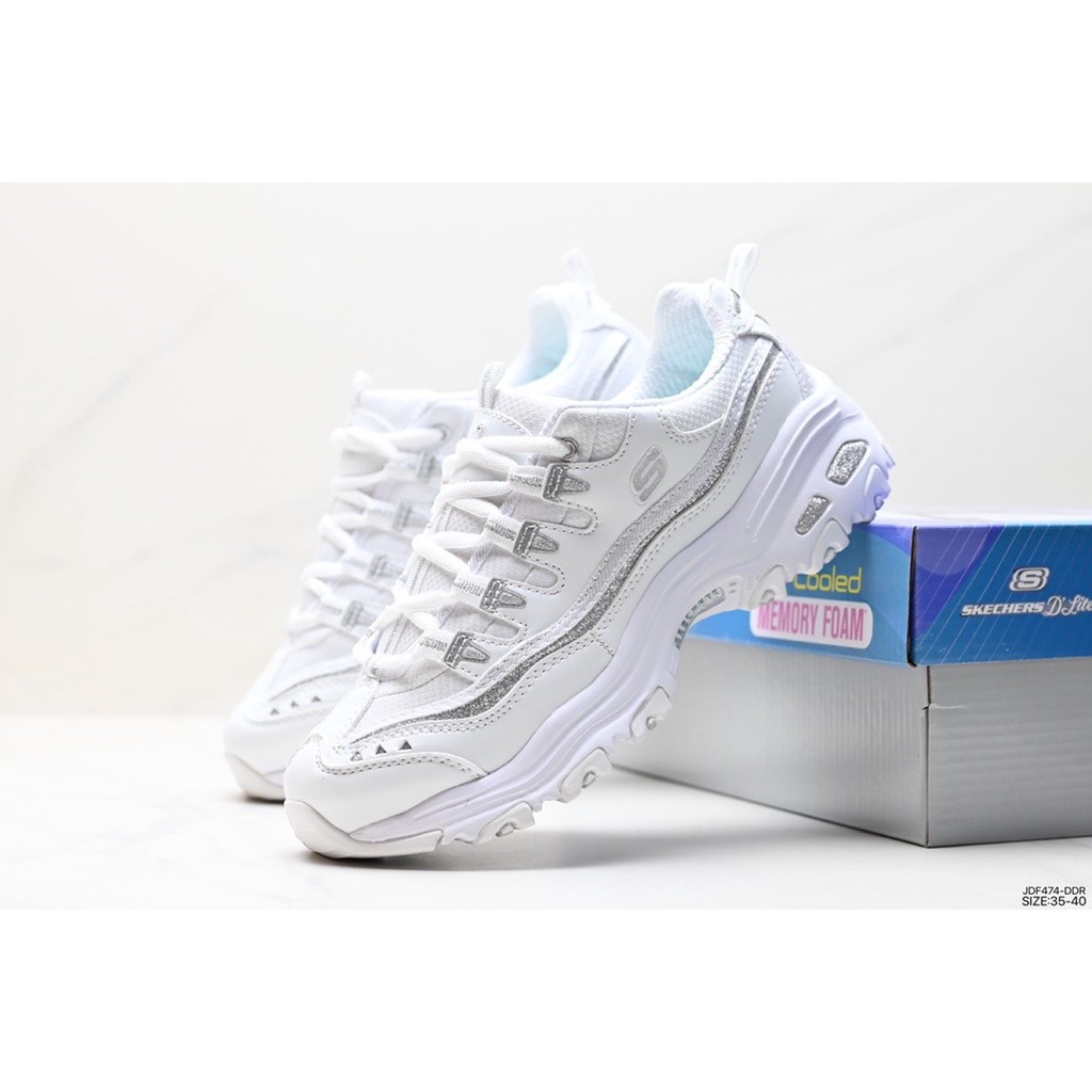 100% ของแท้ Skechers Energy ผู้หญิงน้ำหนักเบาระบายอากาศด้านล่างหนารองเท้ากีฬา Retro