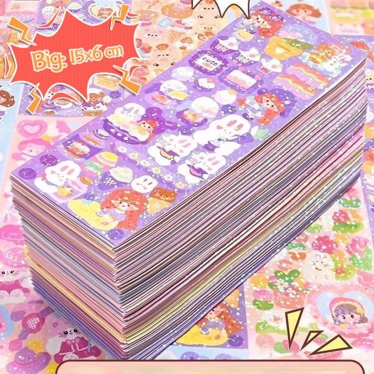 สติกเกอร์น่ารัก 100 ชิ้น สติกเกอร์เลเซอร์ตกแต่ง ทําเอง