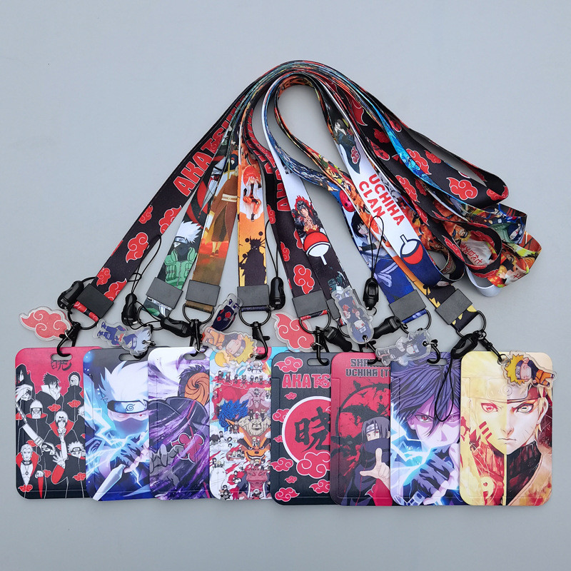 การ์ตูนอะนิเมะ ฮาร์ดเคสผู้ถือบัตรโอนความร้อน สําหรับนักเรียนวิทยาเขต พร้อมเชือกเส้นเล็กโพลีเอสเตอร์ ใส่บัตรทํางาน/บัตรอาหาร/นารูโตะ
