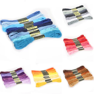 8 ชิ้นผ้าฝ้ายหลากสีปักครอสติสด้ายเย็บผ้า Skeins เย็บปักถักร้อยด้ายไหมขัดฟันชุดเสื้อผ้า DIY เย็บอุปกรณ์เสริม