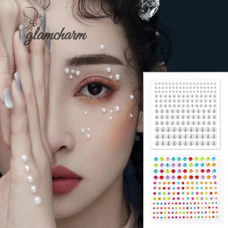 glamcharmสติ๊กเกอร์อะคริลิคเพชร Pearl Gemstone สติ๊กเกอร์คริสตัลสติกเกอร์เพชรผิวหน้า