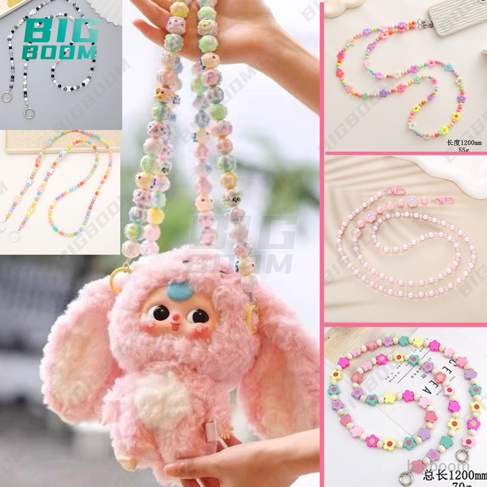 Babythree V1/V2/V3 กระเป๋าสะพายข้าง ลูกปัดเชือกเส้นเล็กโทรศัพท์โซ่กระเป๋าป้องกันการสูญหายอุปกรณ์ตกแต่งหวานน่ารัก ทําเอง หลากสี สายรัดแขวน