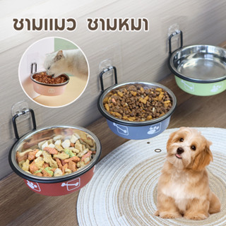 😺พร้อมส่ง🐶ชามอาหารแมวสแตนเลส ชามแมว ชามหมา ชามแขวนกรง มีให้เ…