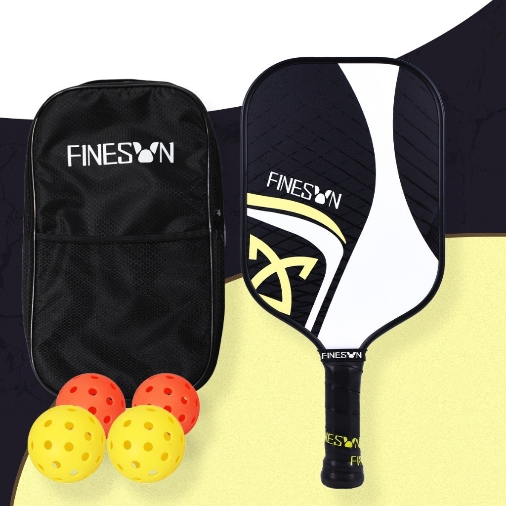 Finesun Pickleball ชุดแร็กเก็ตไฟเบอร์กลาส Strong Sweet Spot เทนนิสในร่มและกลางแจ้ง Comfort Grip อเมริกัน Pickleball Racket PP แกนรังผึ้ง