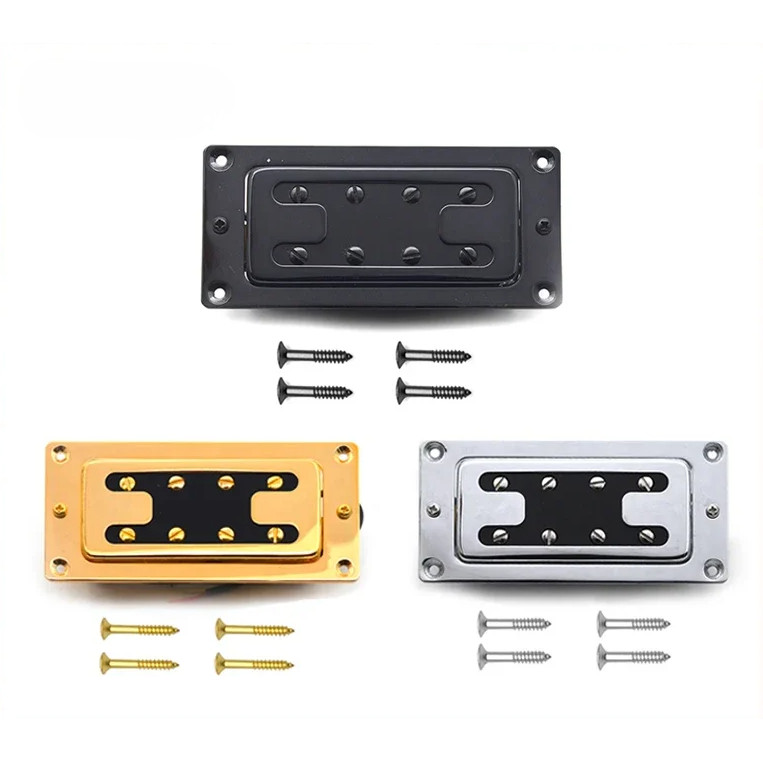 Mini Style Two Line 8 Hole Electric Bass Humbucker Pickup Neck/Bridge Pickup Black Gold Chrome