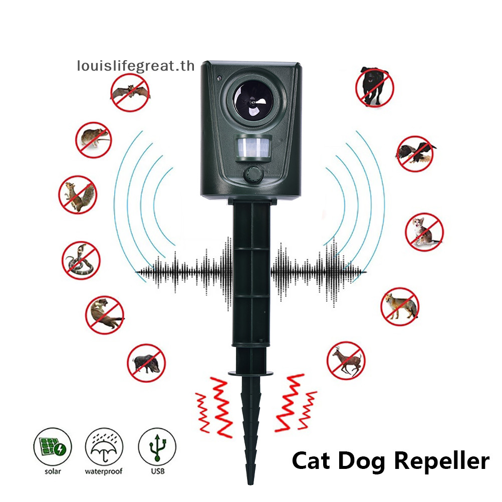 Louislifegreat Ultrasonic Solar Dog Repellent Fox Pest Scarer Deterrent Repeller Garden ใหม่