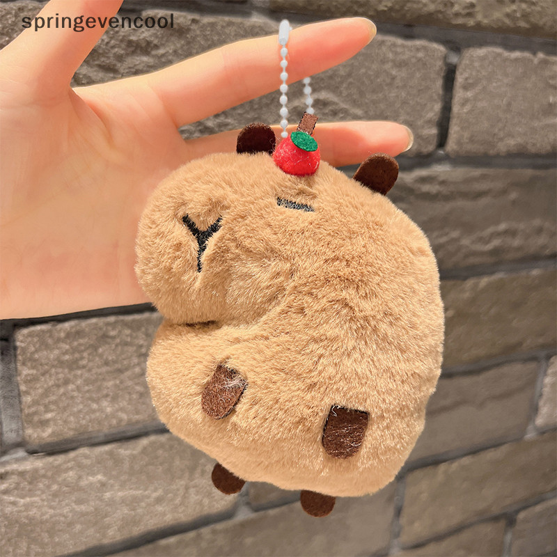 Springevencool Creative Soft ตุ๊กตาสัตว์ Capybara ตุ๊กตาตุ๊กตา Squeak ของเล่นการ์ตูนกระเป๋าจี้ Key Chain กระเป๋าเป้สะพายหลังกระเป๋ารถ Key แหวน Springevencool