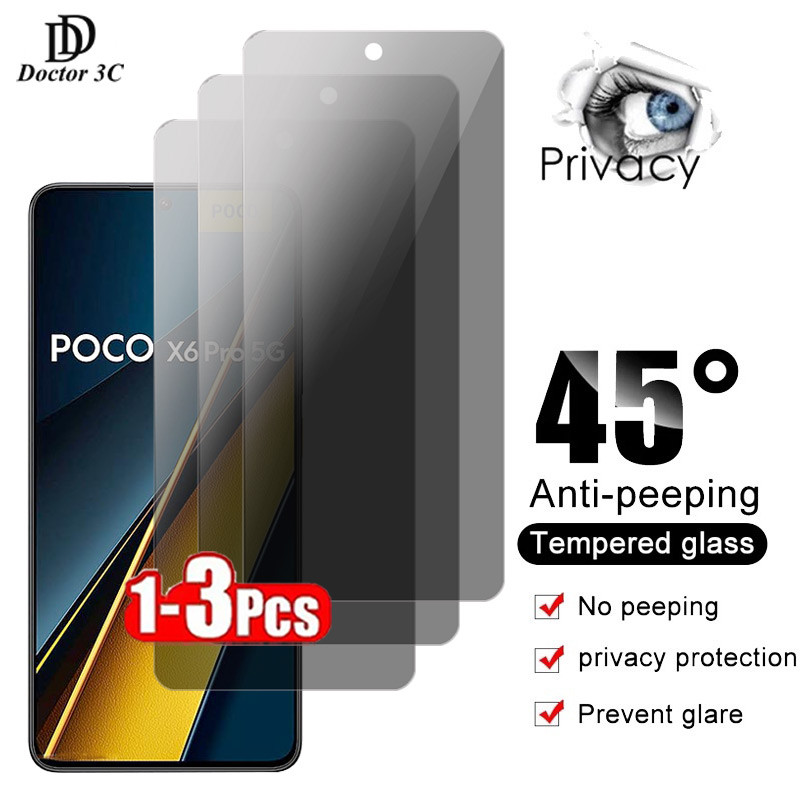 Anti Spy ความเป็นส่วนตัวฟิล์มกระจกนิรภัยสําหรับ Xiaomi Poco X6 X5 X4 X3 NFC M6 Plus M5 M5s M4 M3 F6 