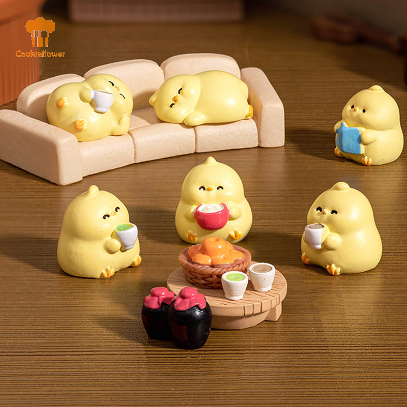 Ckfr Mini Leisure Chicks เครื่องประดับการ์ตูนไก่ Micro Landscape ตุ๊กตาโมเดลรถภายในบ้านเดสก์ท็อปตกแต่งใหม่