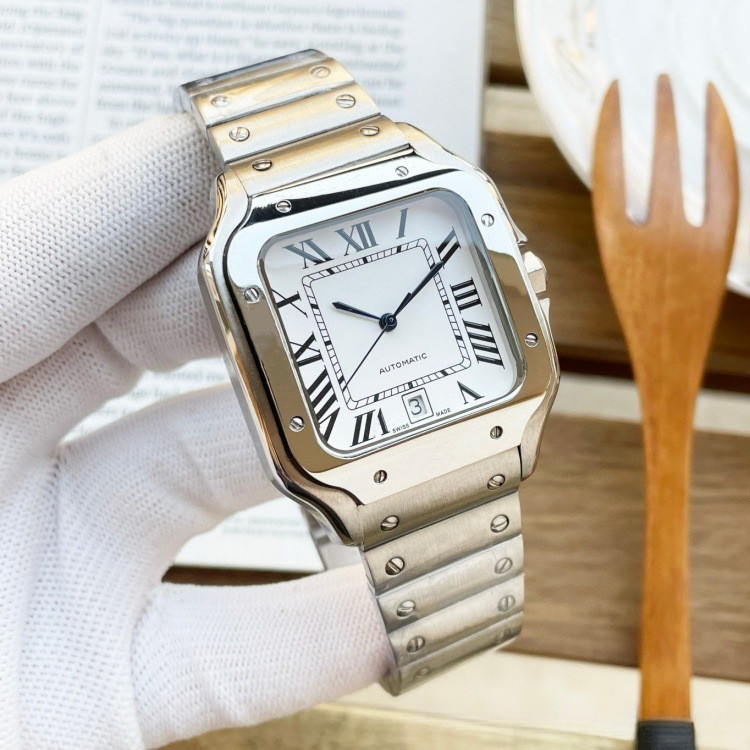 Santos Watch Dumon Roman Series นาฬิกากลไกอัตโนมัติสไตล์คู่แฟชั่นบอลลูนสีฟ้า