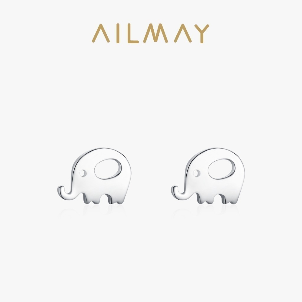 Ailmay Solid 925 เงินสเตอร์ลิง Simple Elephant ต่างหูขนาดเล็กสําหรับผู้หญิงสัตว์ต่างหู Anti-allergy Fine เครื่องประดับของขวัญ