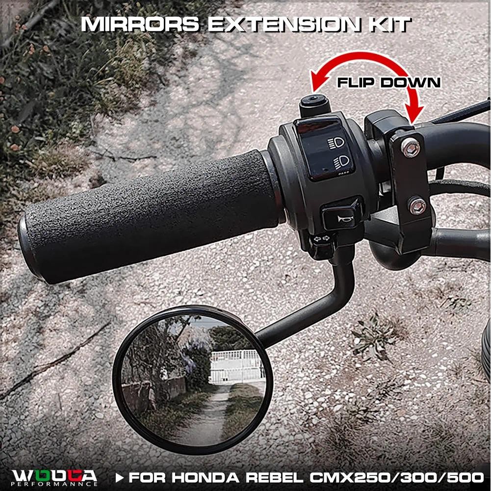 กระจกสําหรับ Honda Rebel CMX 250 300 500 Rebel250 Mirrors Extension Kit กระจกมองหลังลงวงเล็บพลิกกระจ