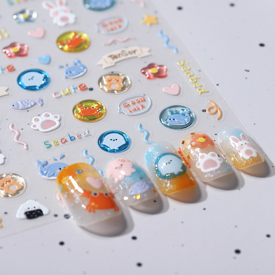 [Meow.sensei] งานฝีมือใหม่เส้นเคลือบ Tensor สติกเกอร์ติดเล็บสามมิติ INS สติกเกอร์ติดเล็บกาวติดเล็บชุดกาวเจลลี่ m628