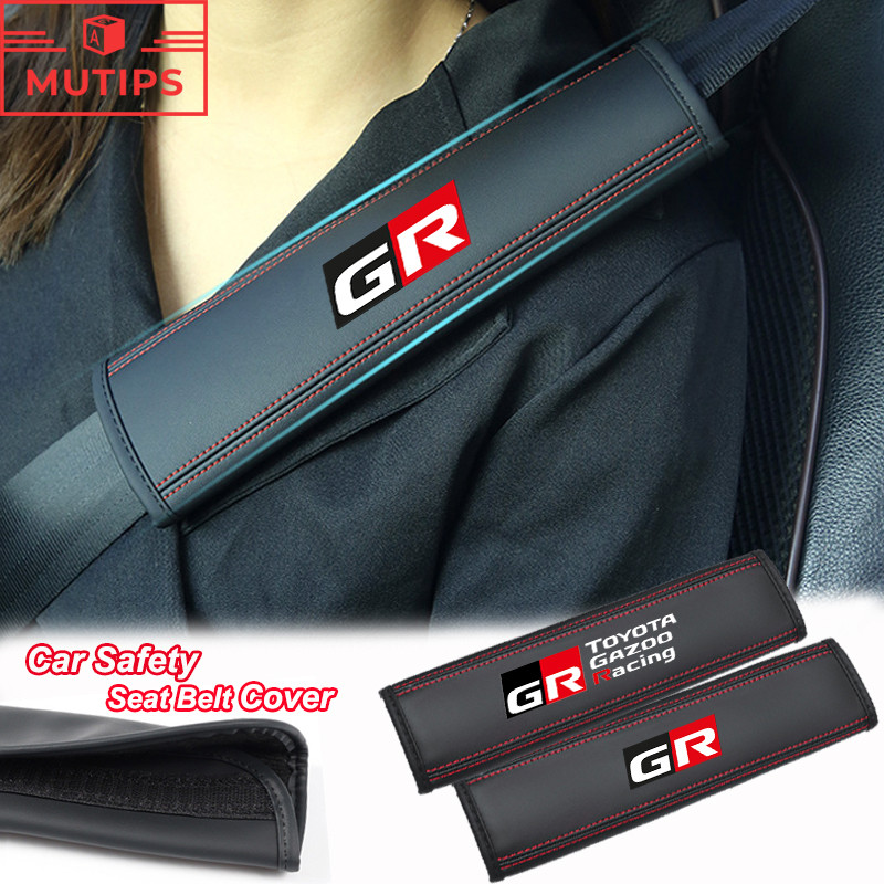 2 ชิ้น/เซ็ต Toyota GR Gazoo รภัยรถยามไหล่ ปลอกหุ้มเข็มขัดนิรภัย เครื่องหนังสายคล้องไหล่ แผ่นรองไหล่ Prius Fortuner Corolla Cross CHR Camry Wish Vios Veloz Estima Sienta Yaris Ativ Altis Hilux Revo bZ4X Hiace