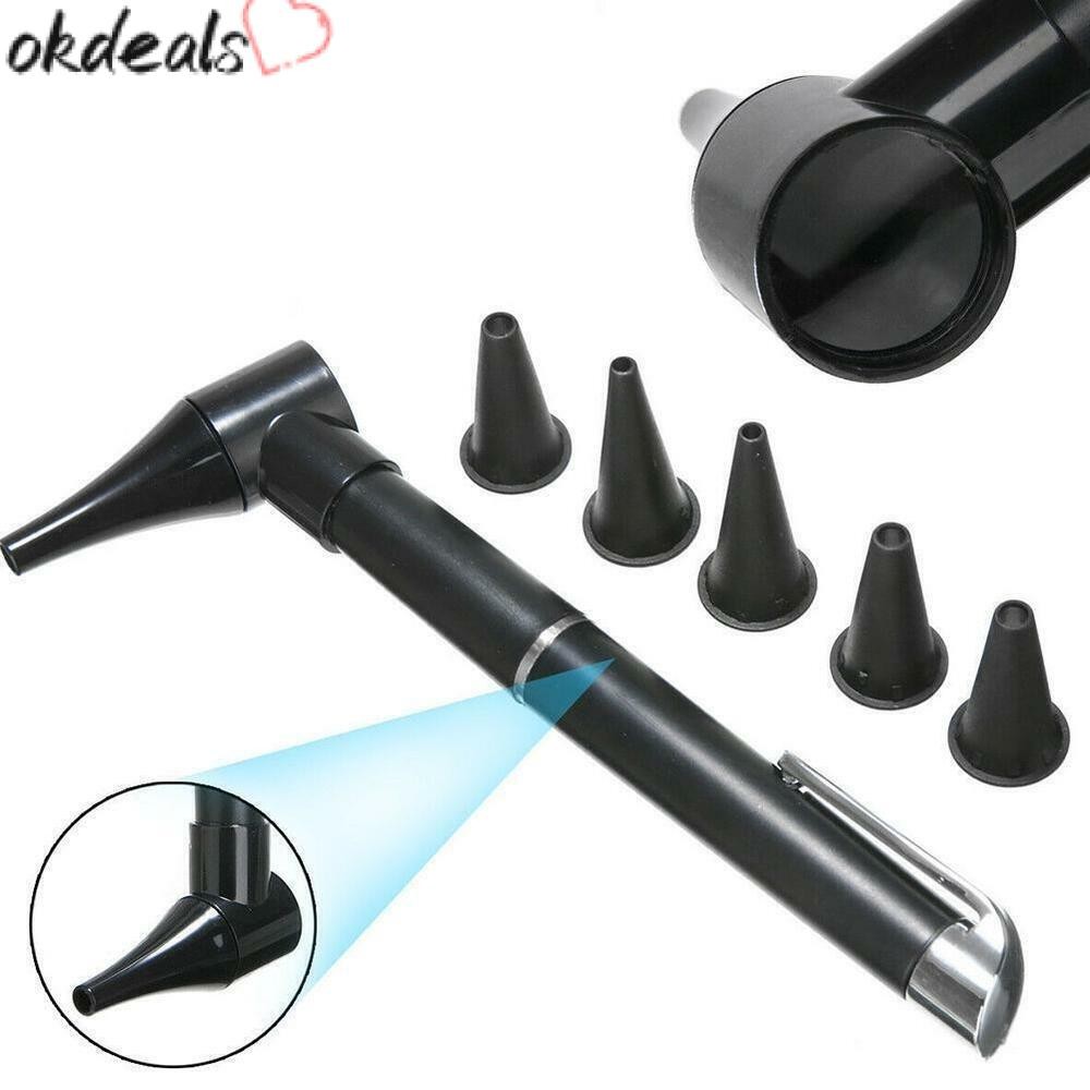 Okdeals Mini Otoscope, Light หูจมูกตรวจสอบ Penlight,ทนทานคอคลินิกสีดําหัว Otoscope ปากกาสไตล์ Ear Care เครื่องมือ