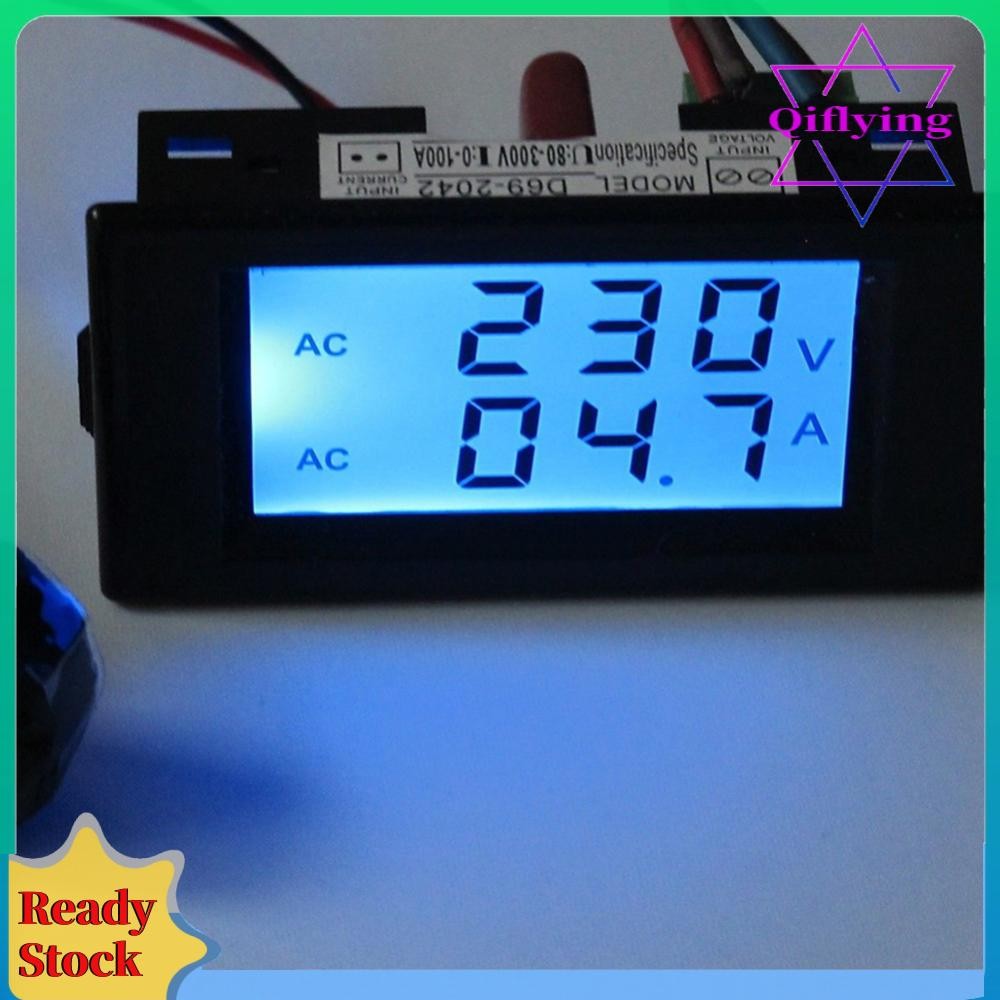 ดิจิตอล AC 300V 100A LCD Dual แผงโวลต์ Amp Combo Meter +CT 110V 220V 240V