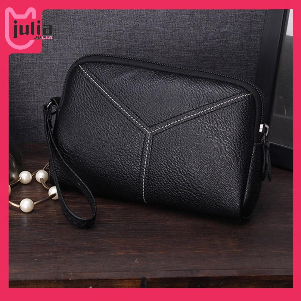 [Julia1.th] Women PU Leather Multifunction Mini Phone Bag Card Coin Clutch Bag (สีดํา)