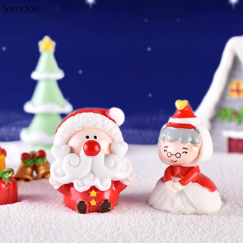 [VeryJoe] 1 ชิ้น Santa Claus Snowman บ้านตกแต่งคริสต์มาสเรซิ่นหัตถกรรมขนาดเล็กรูป Tiny Microlandscape Fairy Garden Decor [TH]