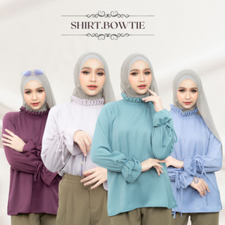 เสื้อเบลาส์คอจับจีบ แขนรูดผูกโบว์ได้ ดีไซน์เรียบๆ น่ารักใส่ไ…