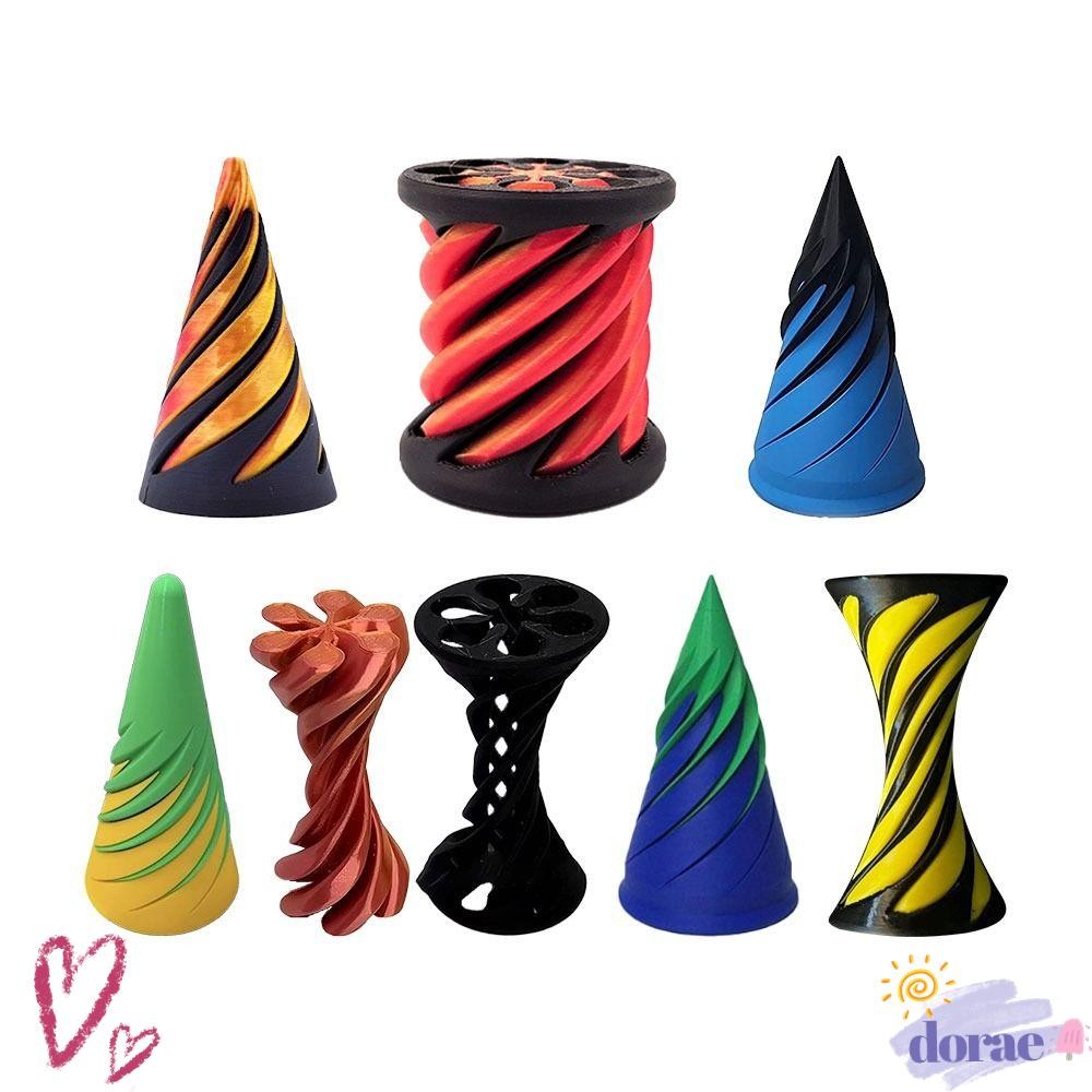Dorae Spiral Cone Fidget ของเล่น, การพัฒนาสติปัญญาเกมคณิตศาสตร์พิมพ์เกลียวกรวยของเล่น, Impossible ตลก Figurine Vortex ด้าย Illusion Pyramid Passthrough ประติมากรรม