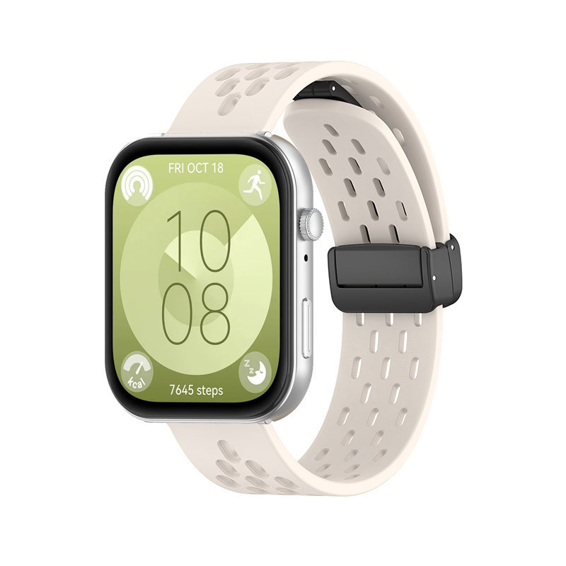 สายรัด + เชื่อมต่อพับหัวเข็มขัดแม่เหล็กหัวเข็มขัดซิลิโคนสําหรับ Huawei Watch Fit 3 /Fit 4 Pro