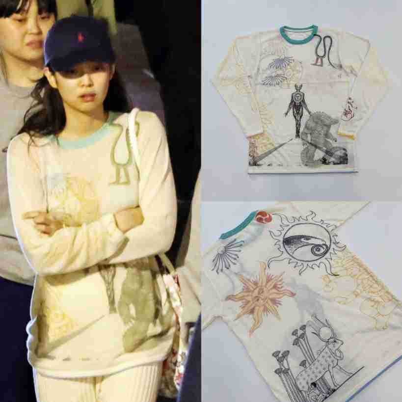[SR-STUDIO]2024ฤดูใบไม้ร่วง Jennie องค์ประกอบเดียวกันจับคู่สีขนแกะคอกลมแขนยาวผ้าแคชเมียร์ tv7w