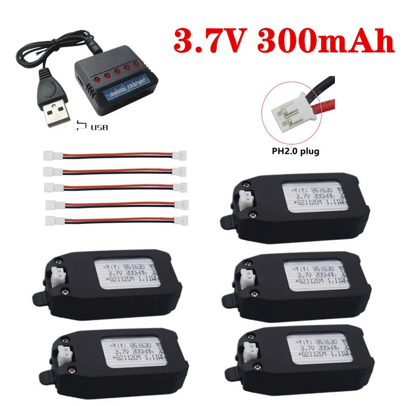 3.7V 300mAh Lithium Battery And Charger For NH330 RH821 Four Axis Aircraft RC UAV Helicopter Battery