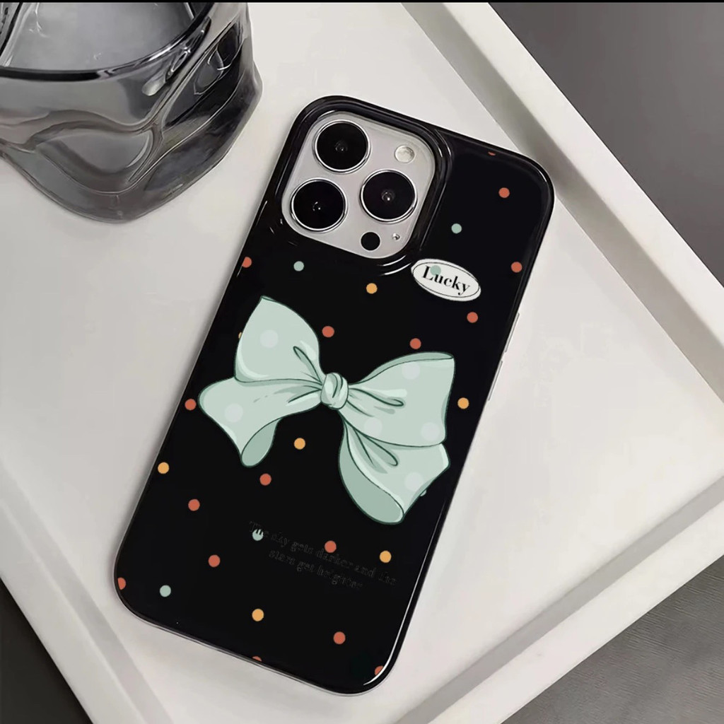 Ins Lucky Bow เคสเยลลี่ใสพร้อมการป้องกันซิลิโคนอ่อนนุ่ม เหมาะสําหรับ iPhone หลายรุ่นรวม 15 Pro MAX, 