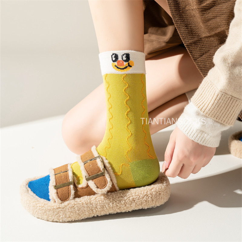 TIANTIAN T376ถุงเท้าลายการ์ตูนสุดคิวท์ สไตล์ตัวตลก แฟชั่นอินสตาแกรม! ถุงเท้ายาวคู่รัก ฝ้ายแท้นุ่มๆ ดีไซน์แปลกตา ลูกไม้เท่ๆ สำหรับสตรีทสไตล์ - รูปที่ 7